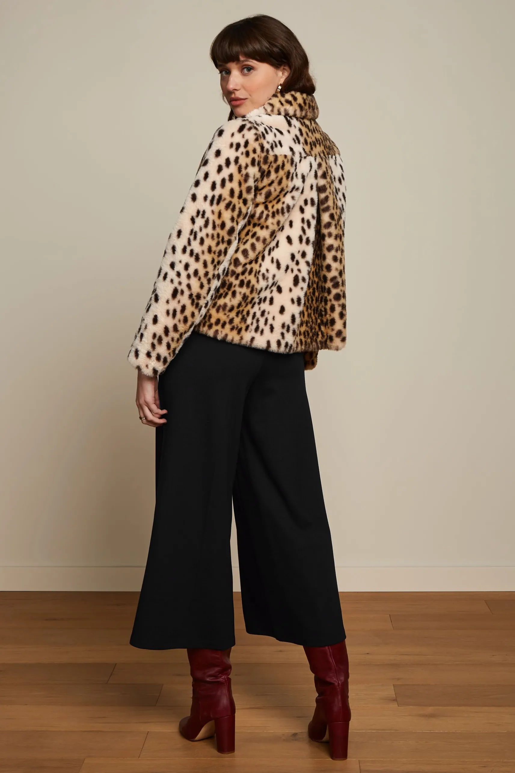 Anais Coat Cheetah Fur