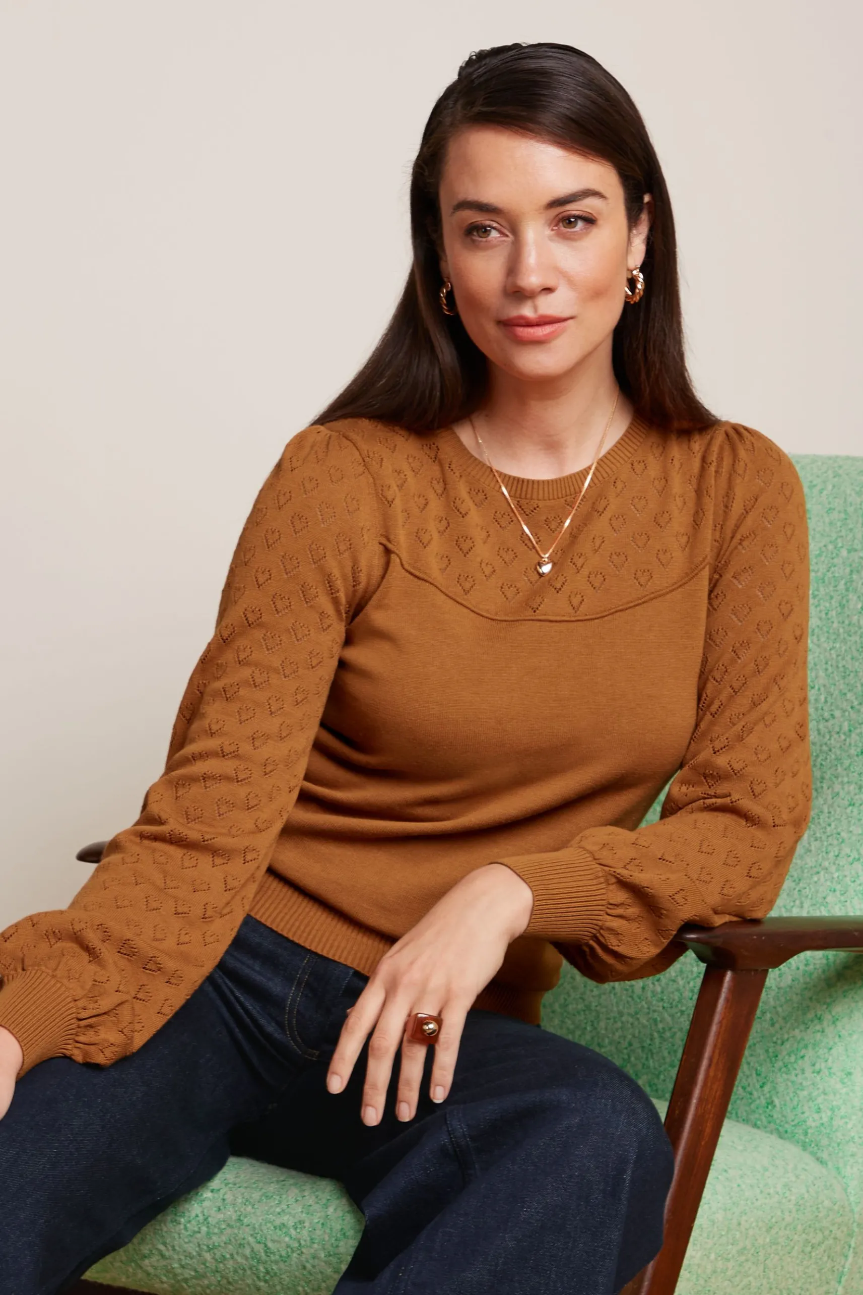 Bell Yoke Top Heart Ajour