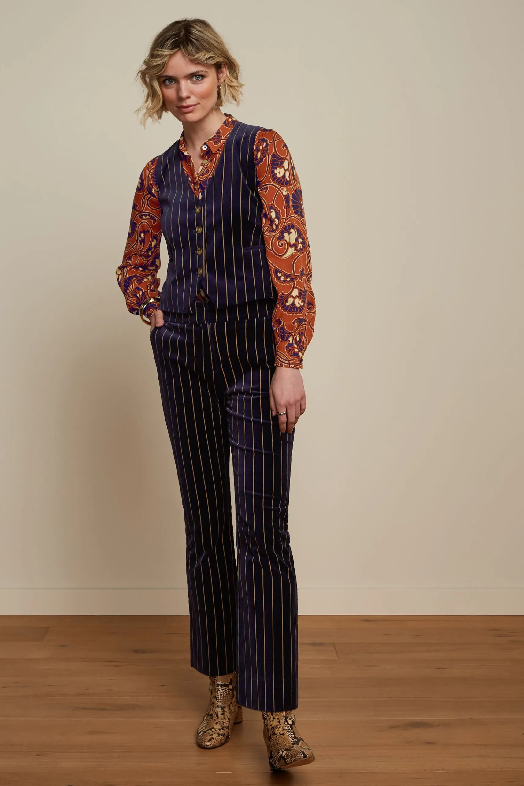 Bianca Gilet Pinstripe