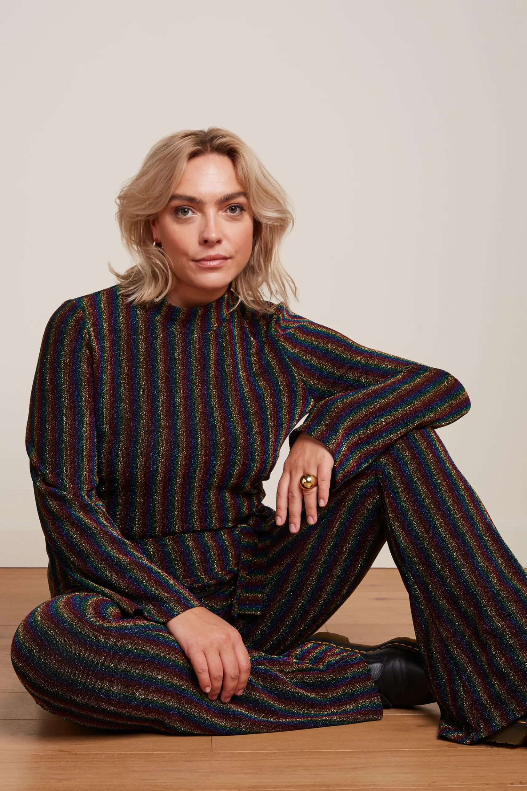 Border Flared Pants Alma Lurex