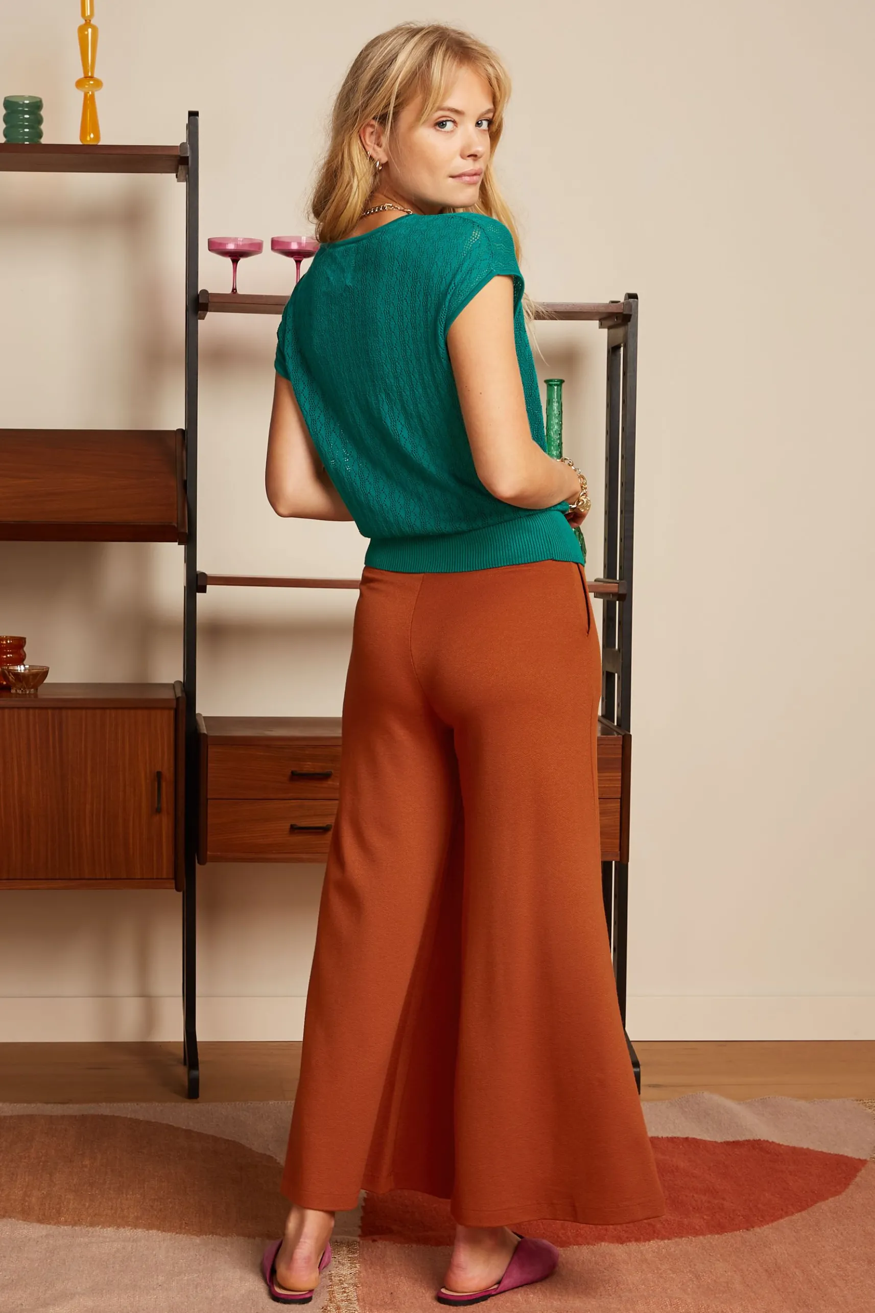 Border Palazzo Cropped Pants Milano Crepe