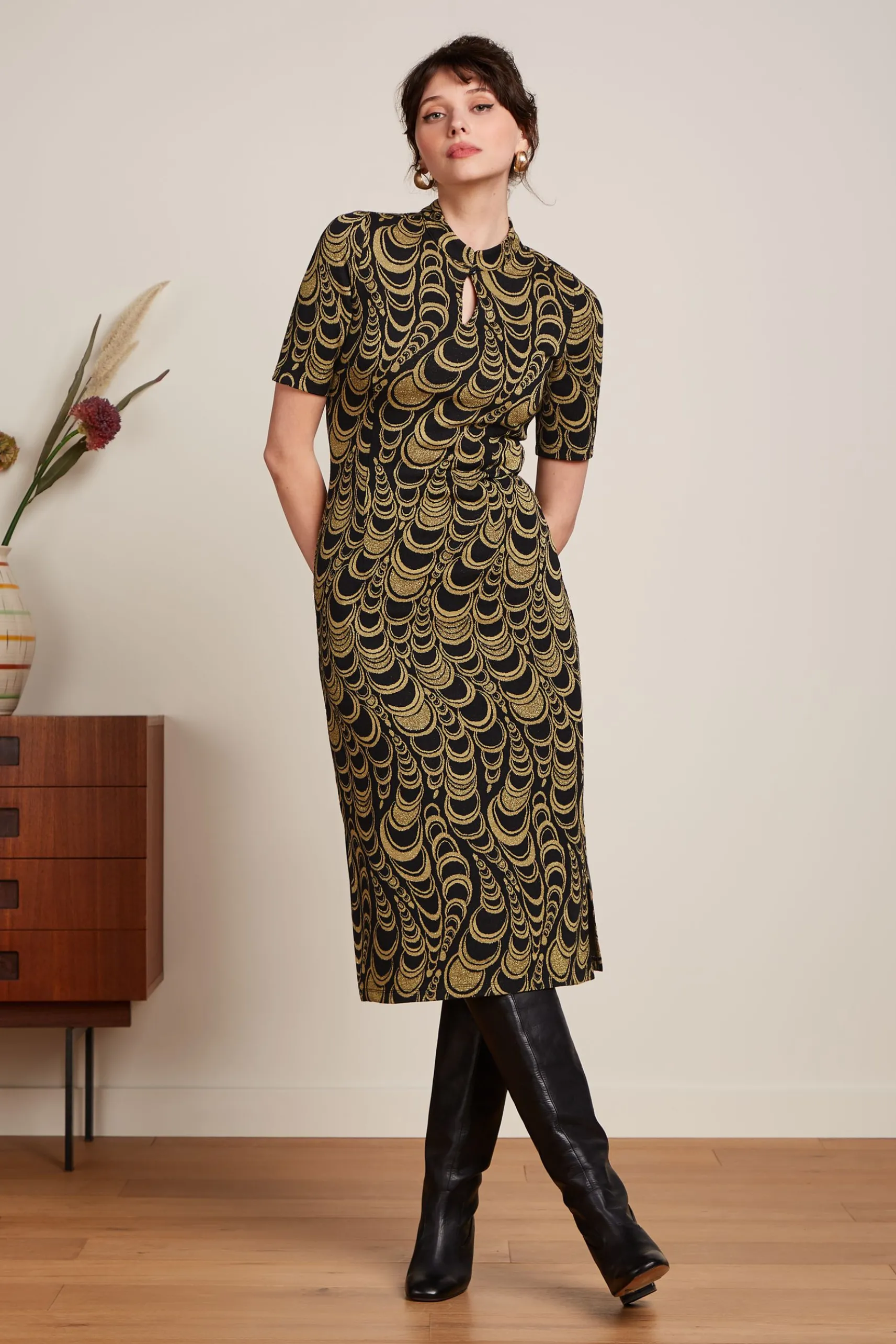 Chinese Midi Dress Bobbin Jacquard