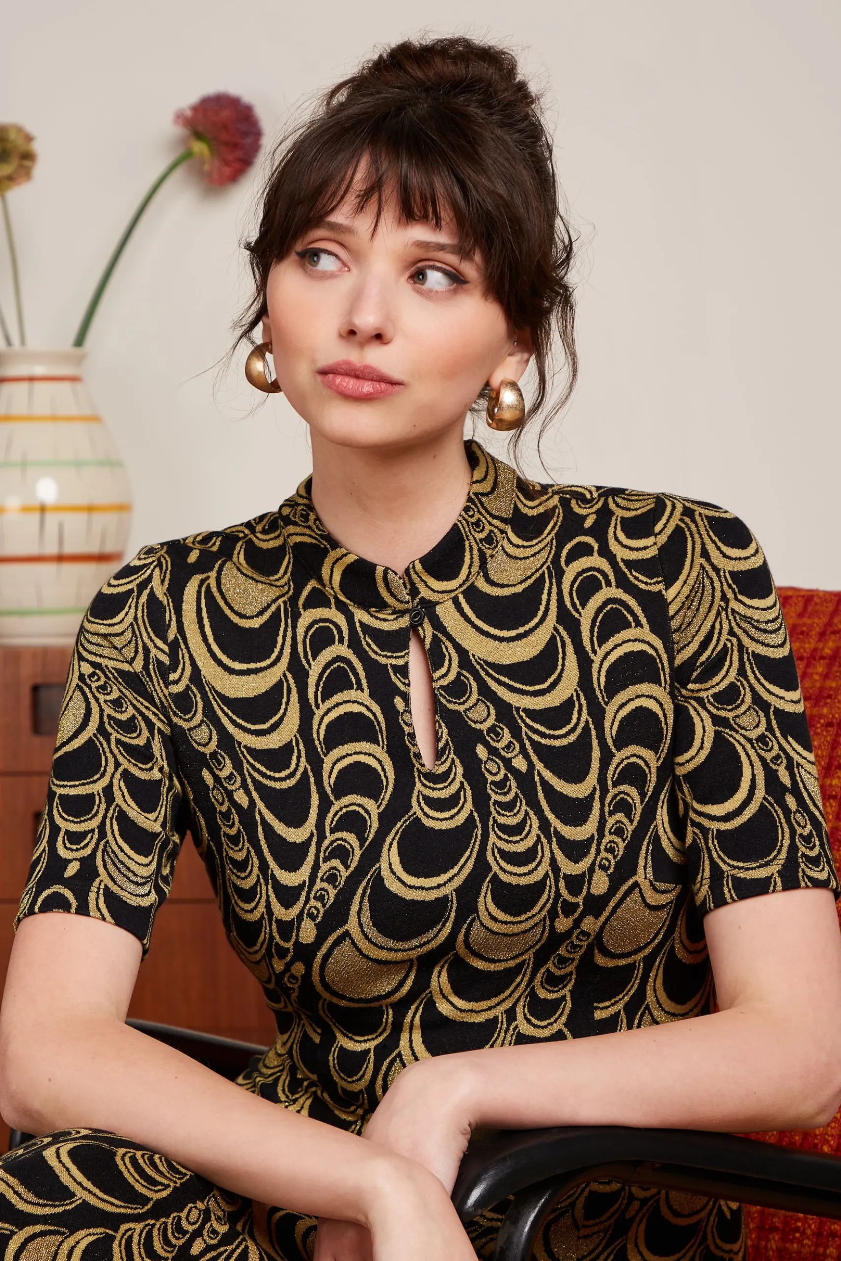 Chinese Midi Dress Bobbin Jacquard