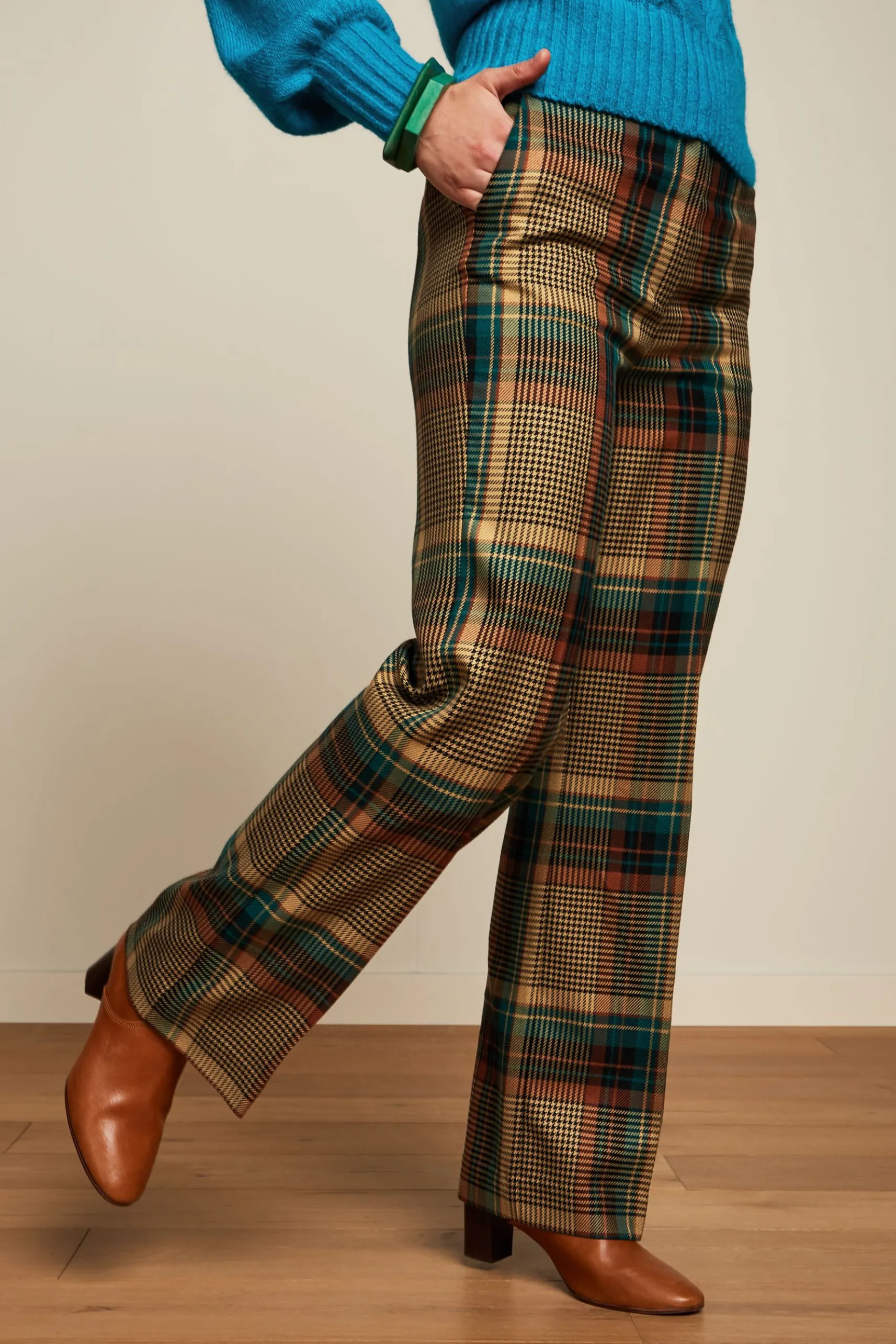 Marcie Pants Feathers Check