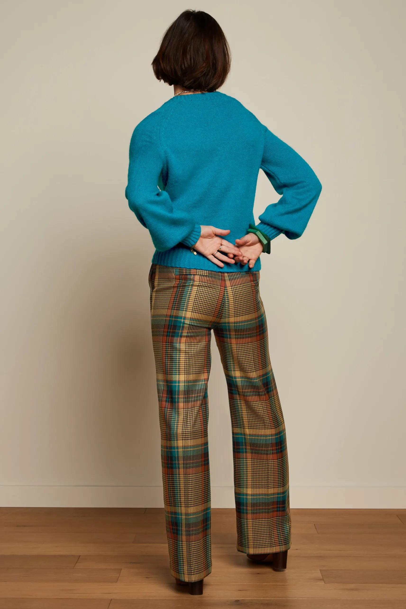 Marcie Pants Feathers Check