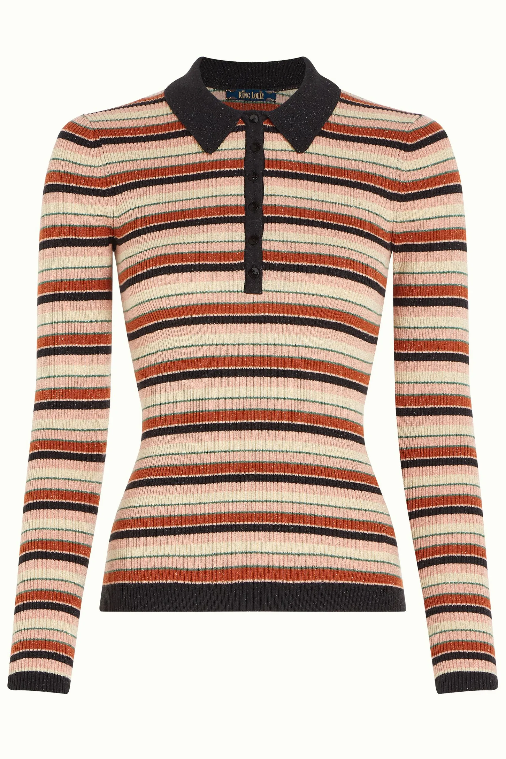 Polo Rib Top Lapis Stripe