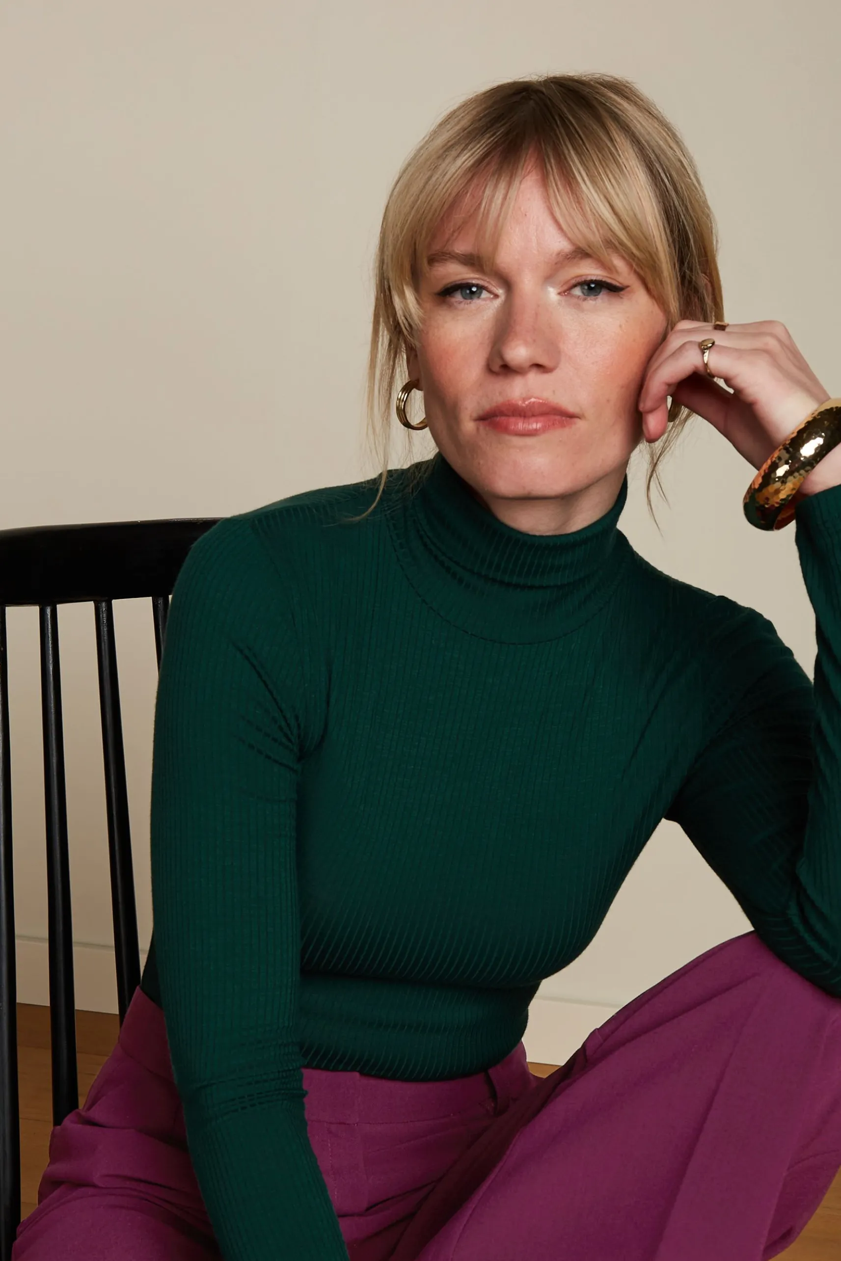 Rollneck Top Uni Rib