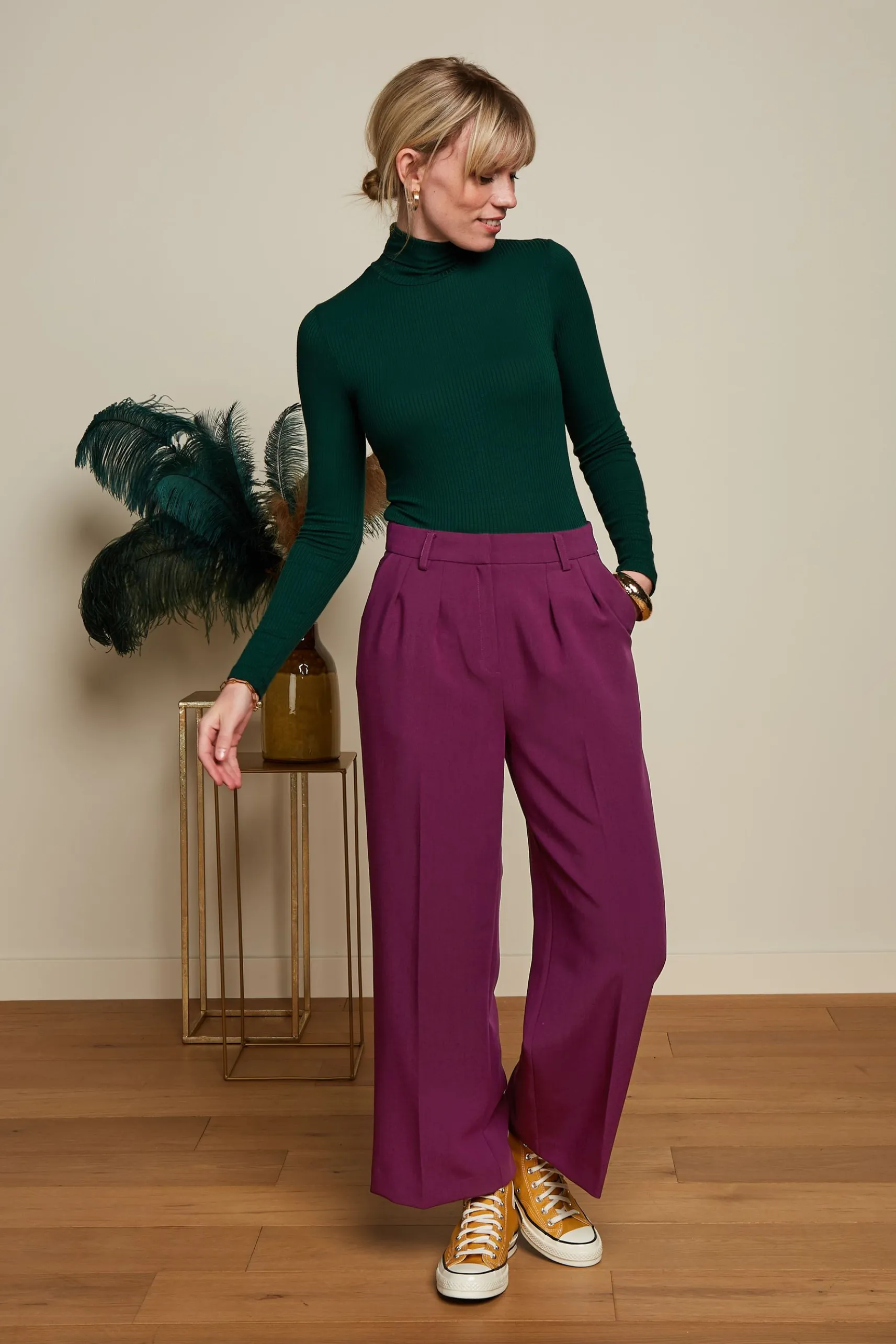 Rollneck Top Uni Rib