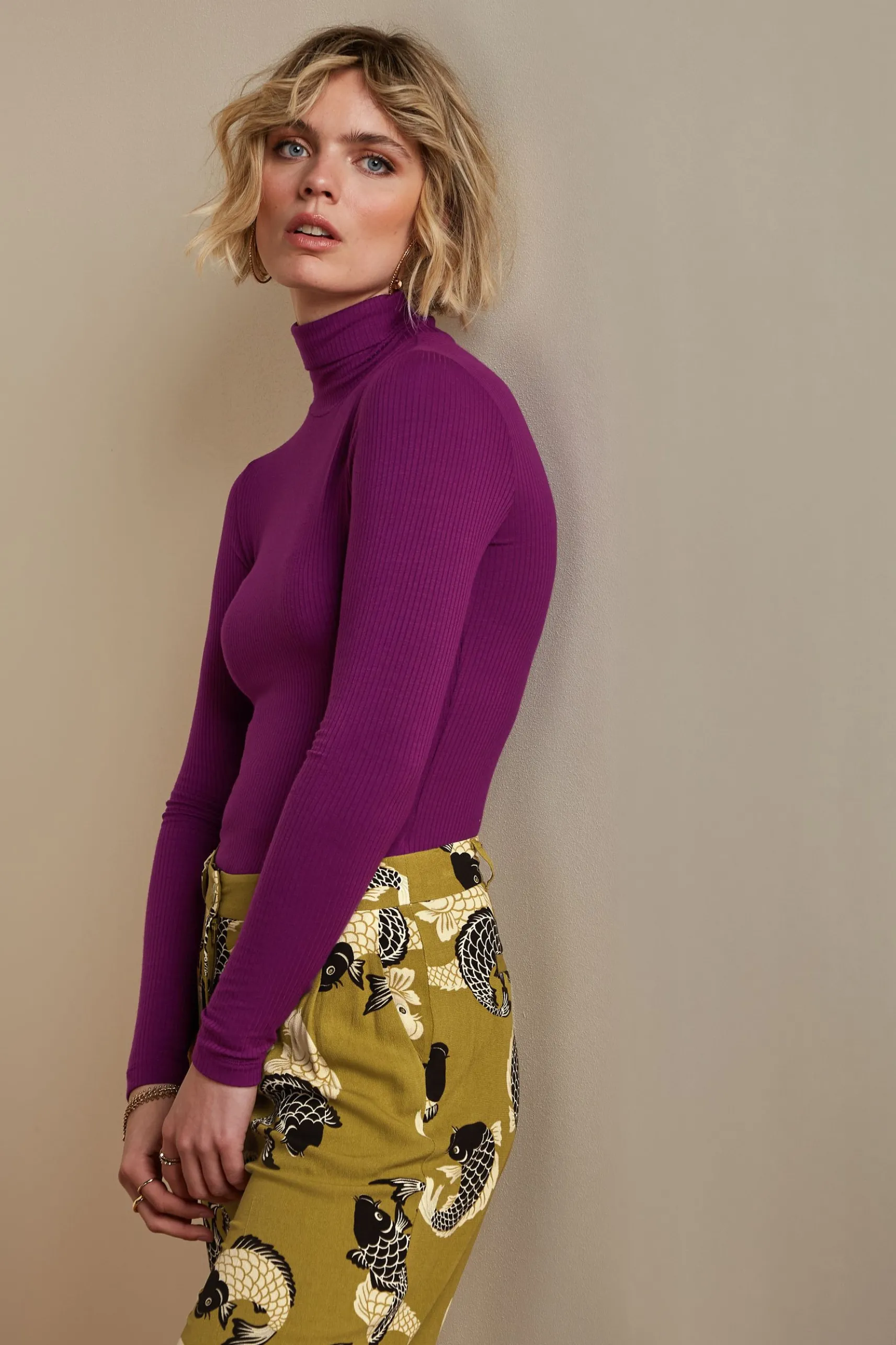 Rollneck Top Uni Rib