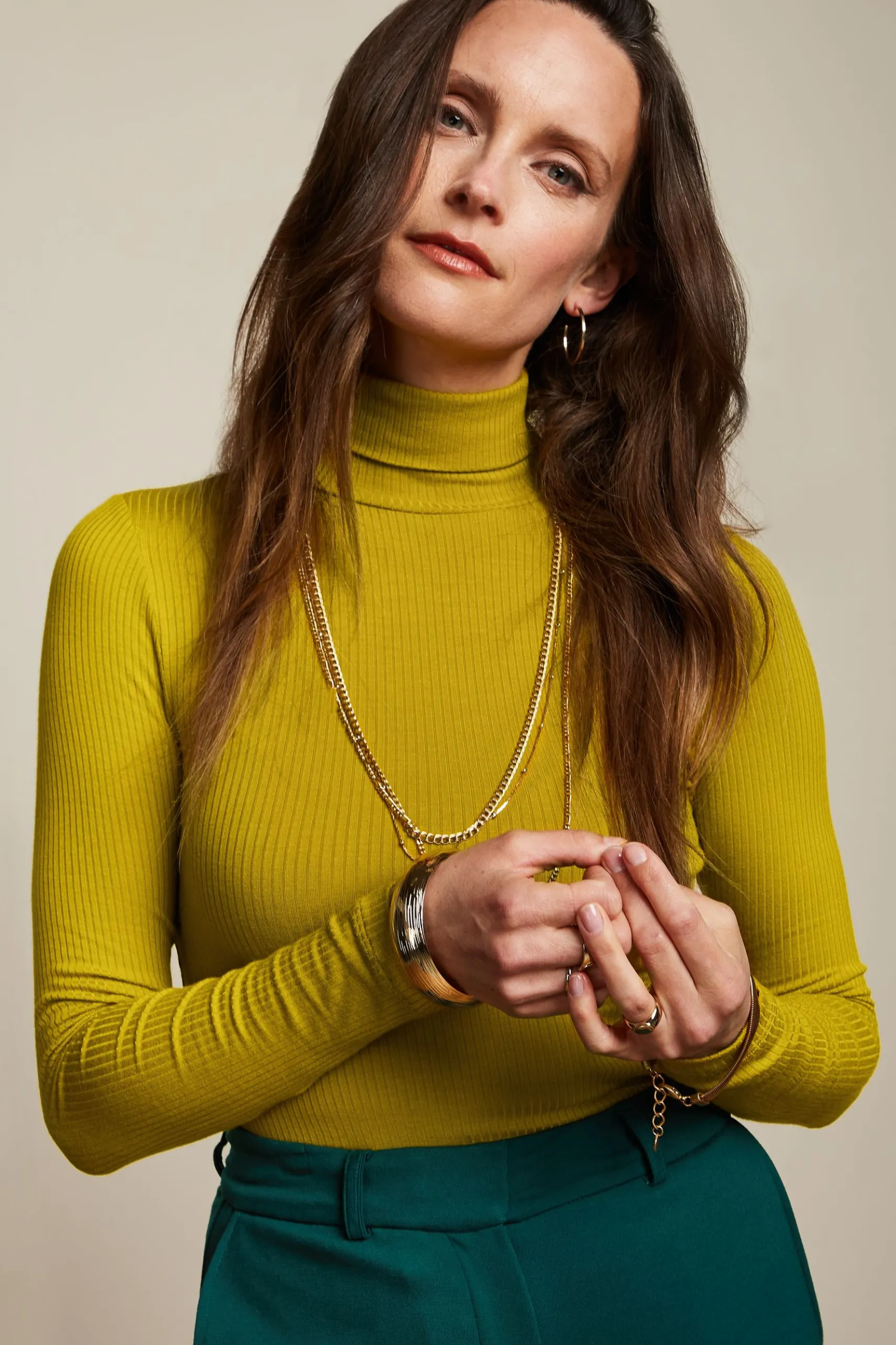 Rollneck Top Uni Rib