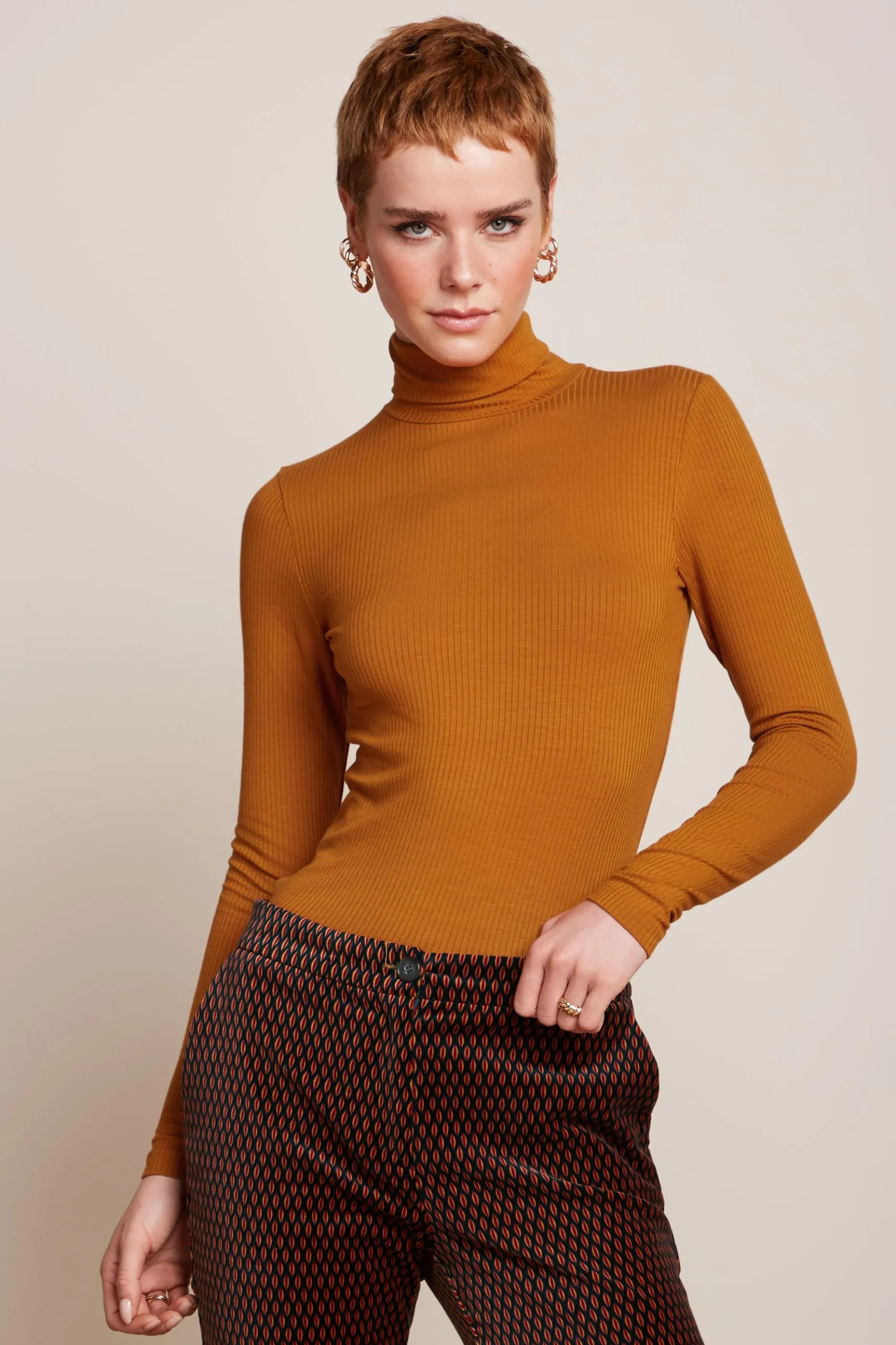 Rollneck Top Uni Rib