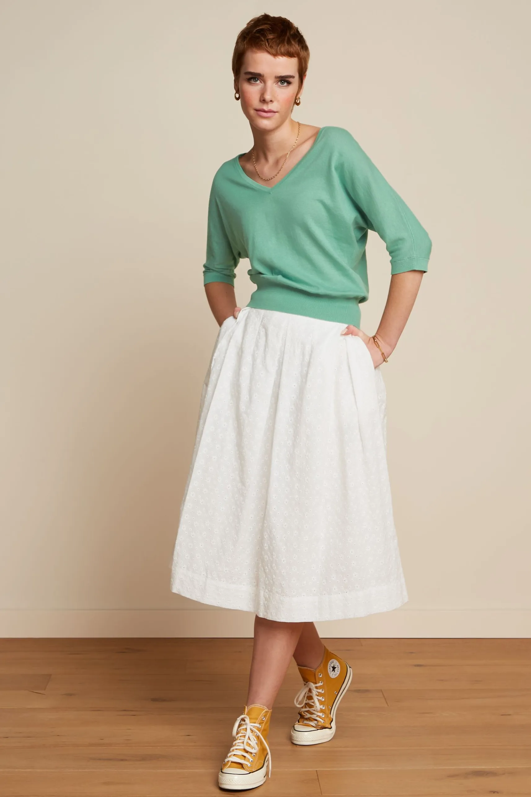 Suzette Pleat Skirt Rosa Broderie Anglaise